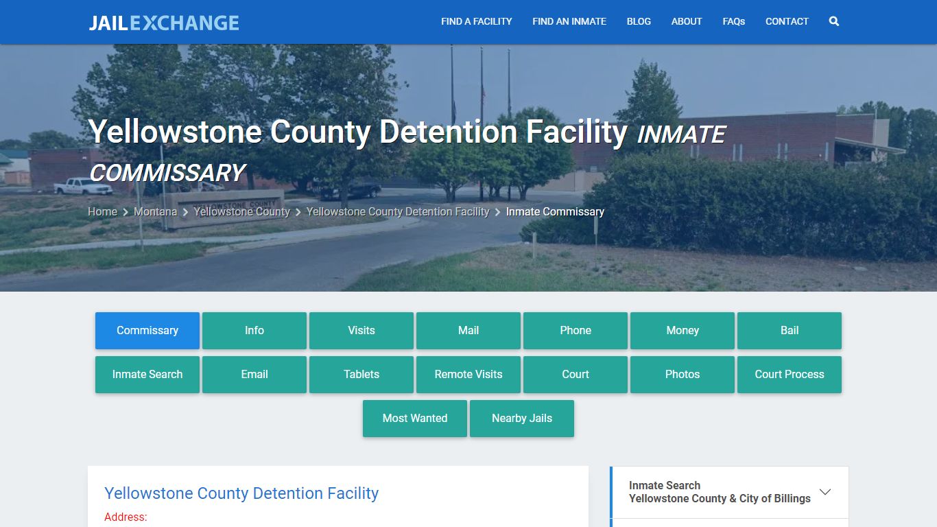 Yellowstone County Detention Facility Inmate Commissary