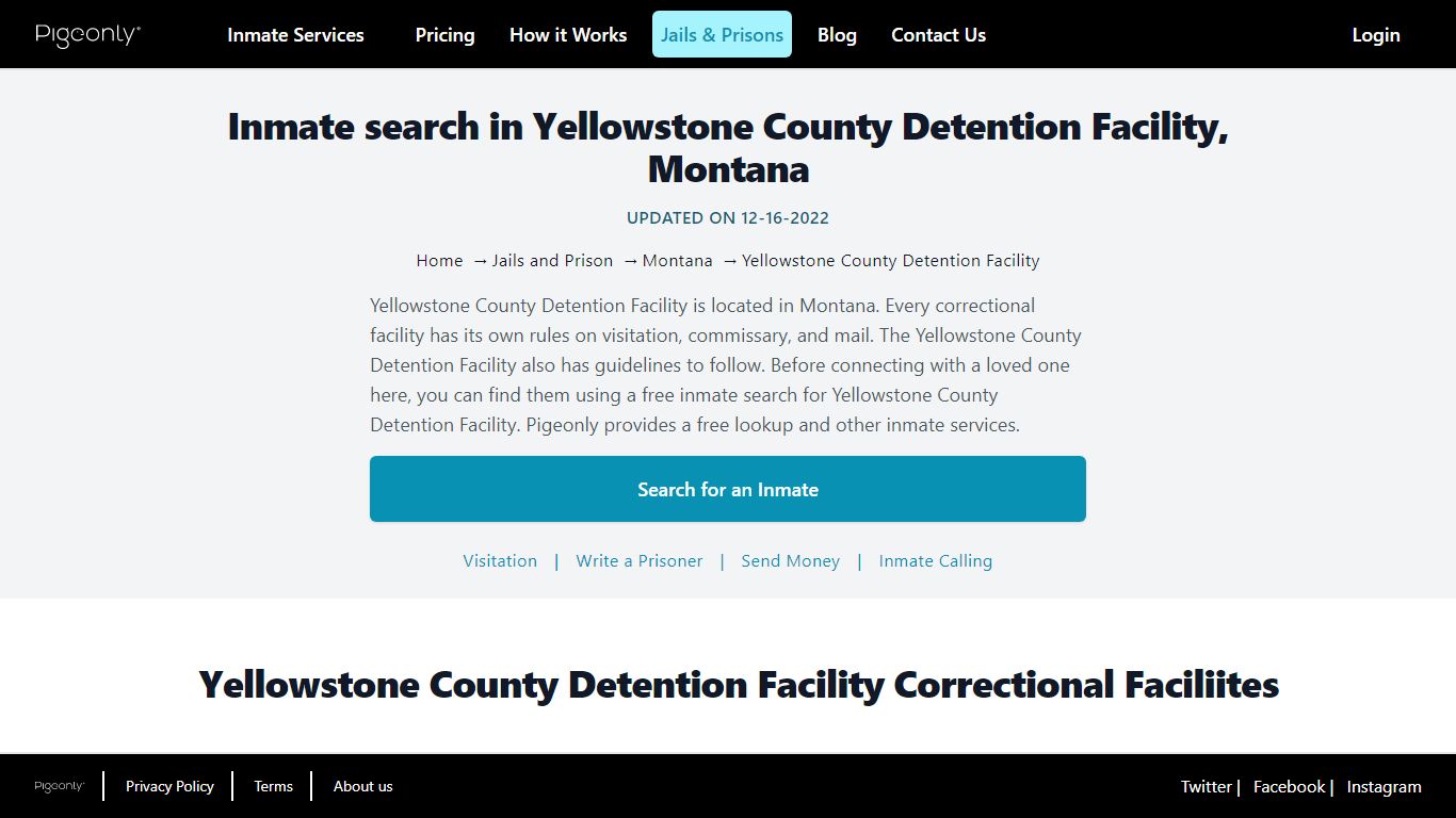Inmate Search Yellowstone County Detention Facility, Montana - Pigeonly